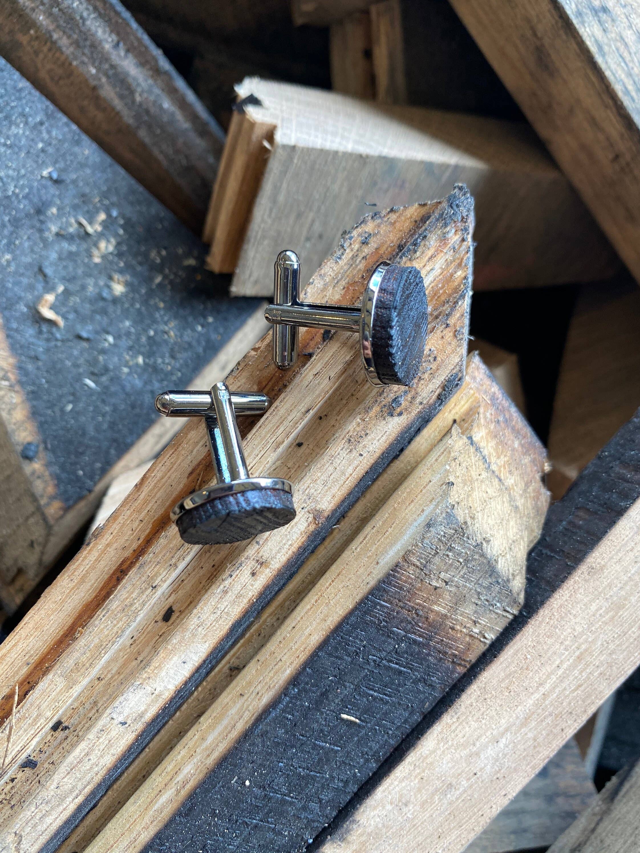 TWWKY – Botões de punho - Homem por atacado – Abotoaduras Bourbon Barrel Char de Madeira Recuperada de Kentucky4