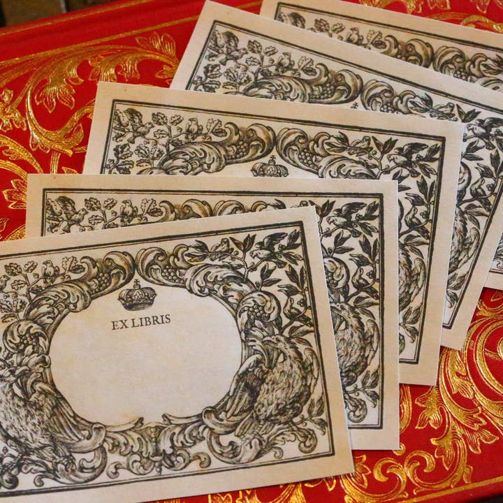 Royal Eagles, Gummed Paper Ex-Libris Bookplates for wholesale by Ebon et Noir LLC