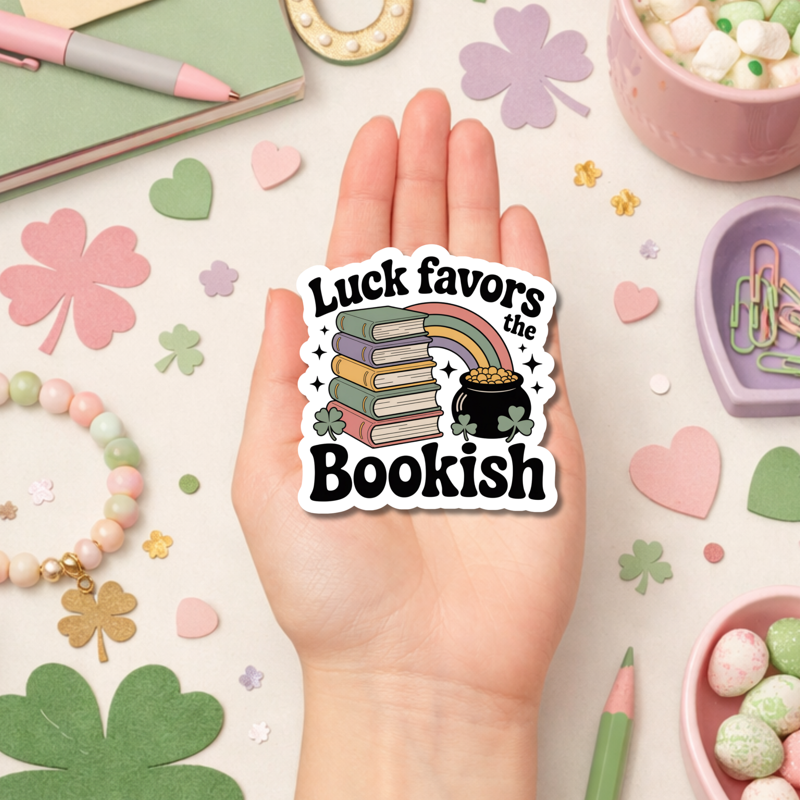 Auburn Row Design - Wholesale Sticker - St Patricks Day Bookish Die Cut Sticker6