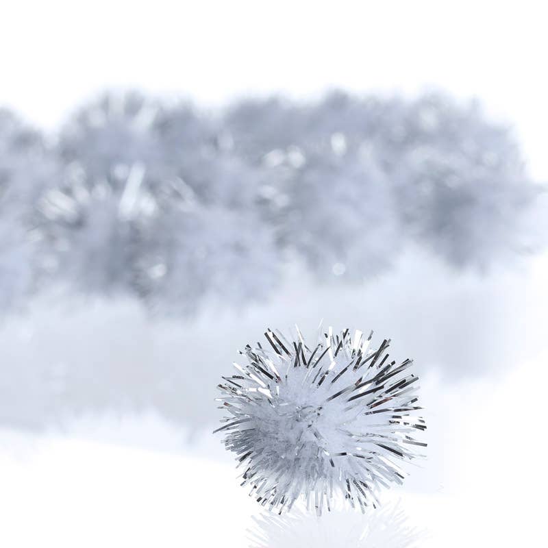 Factory Direct Craft - Wholesale Craft Supplies - Pack of 20 Metallic Silver Tinsel 1/2" Pom Poms 1