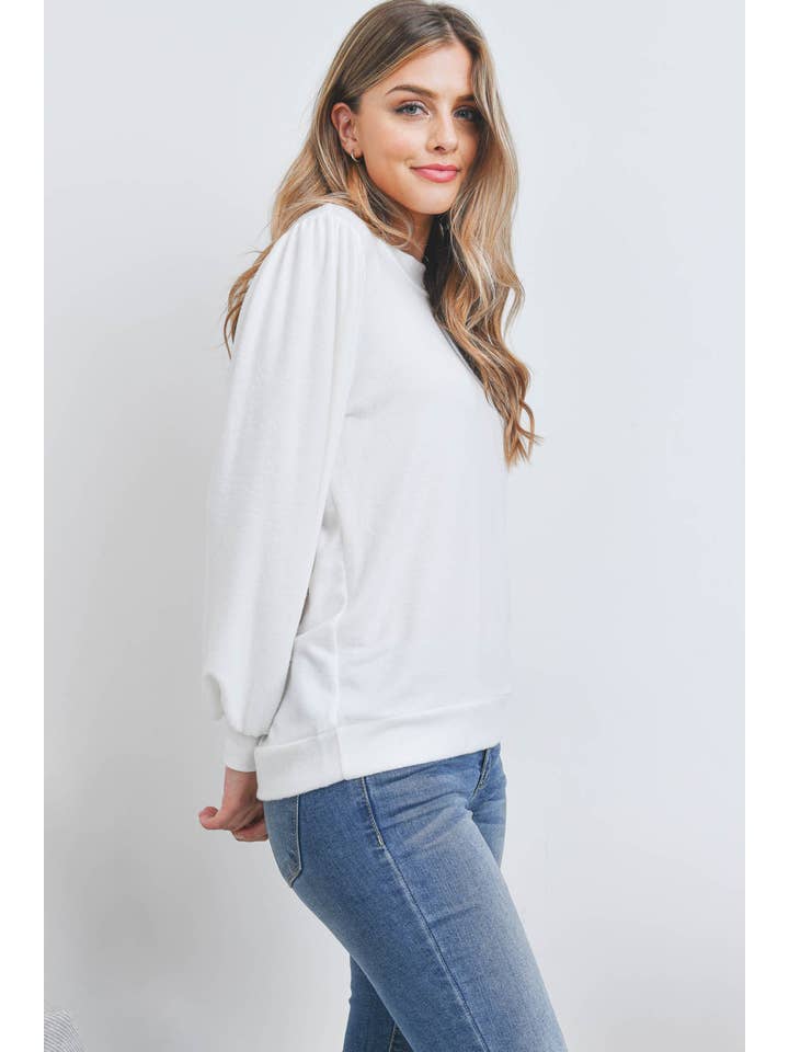 You & Me - Vente Haut en maille – femme - VENTE ! ! ! PPT21143 - HAUT À MANCHES BOUFFANTES À COL ROND - ANTHRACITE44