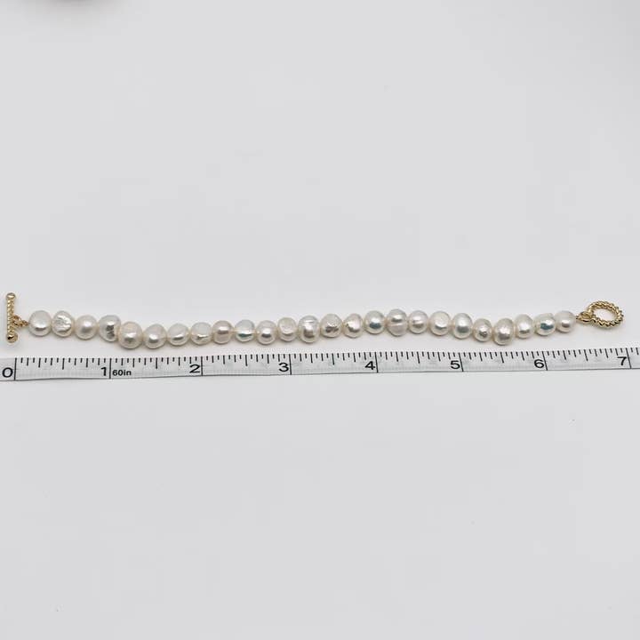 Irregular Pearl Beaded OT Buckle Bracelet for wholesale on Faire