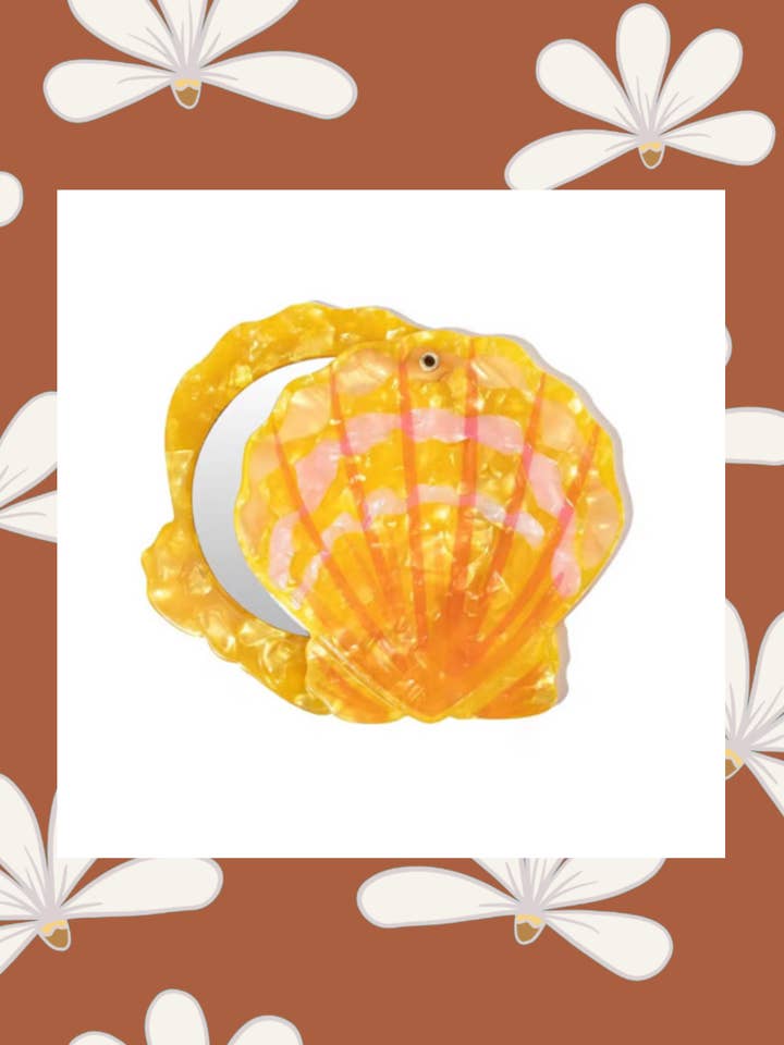 Sunrise Shell Pocket Mirror for wholesale by The Coconut Collective