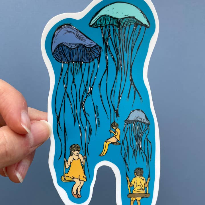 A.J.B- art goodies - Vente Autocollant - Autocollant/aimant pour balançoires en forme de méduse Surreal Dream