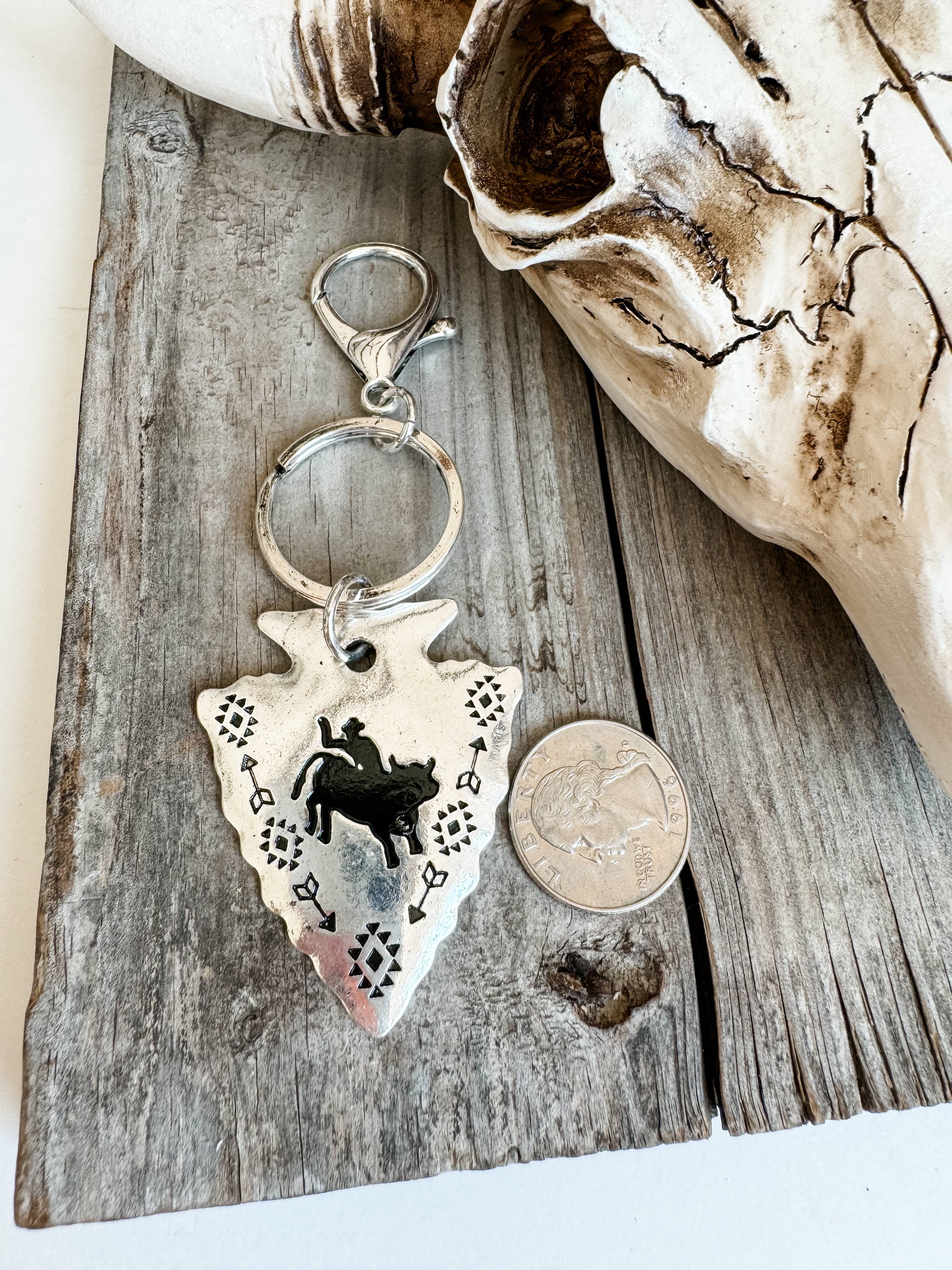 Boho Ranch Shop - Wholesale Keychain - Women's - Western ARROW Aztec Pattern | EARTAG Pendant Keychain 4