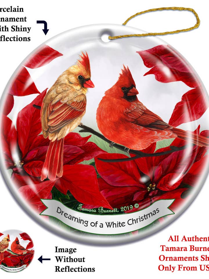 Northern Cardinal Green Bird Ornaments for wholesale by Pet Gifts USA, LLC