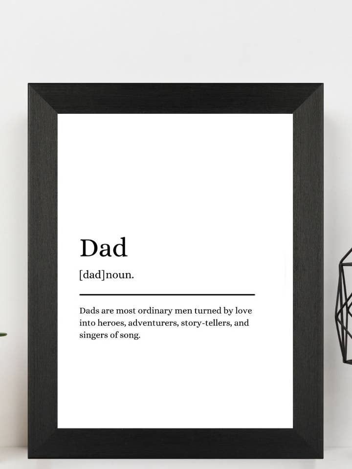A4 Size Black Framed Dad Definition Quote Wall Art Print for wholesale by Second Ave Gift Company