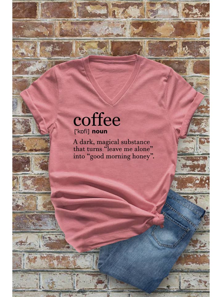 Top Avenue - Wholesale Screen Printed T-Shirt - Women's - Coffee Definition, Unisex V-Neck T-Shirt5