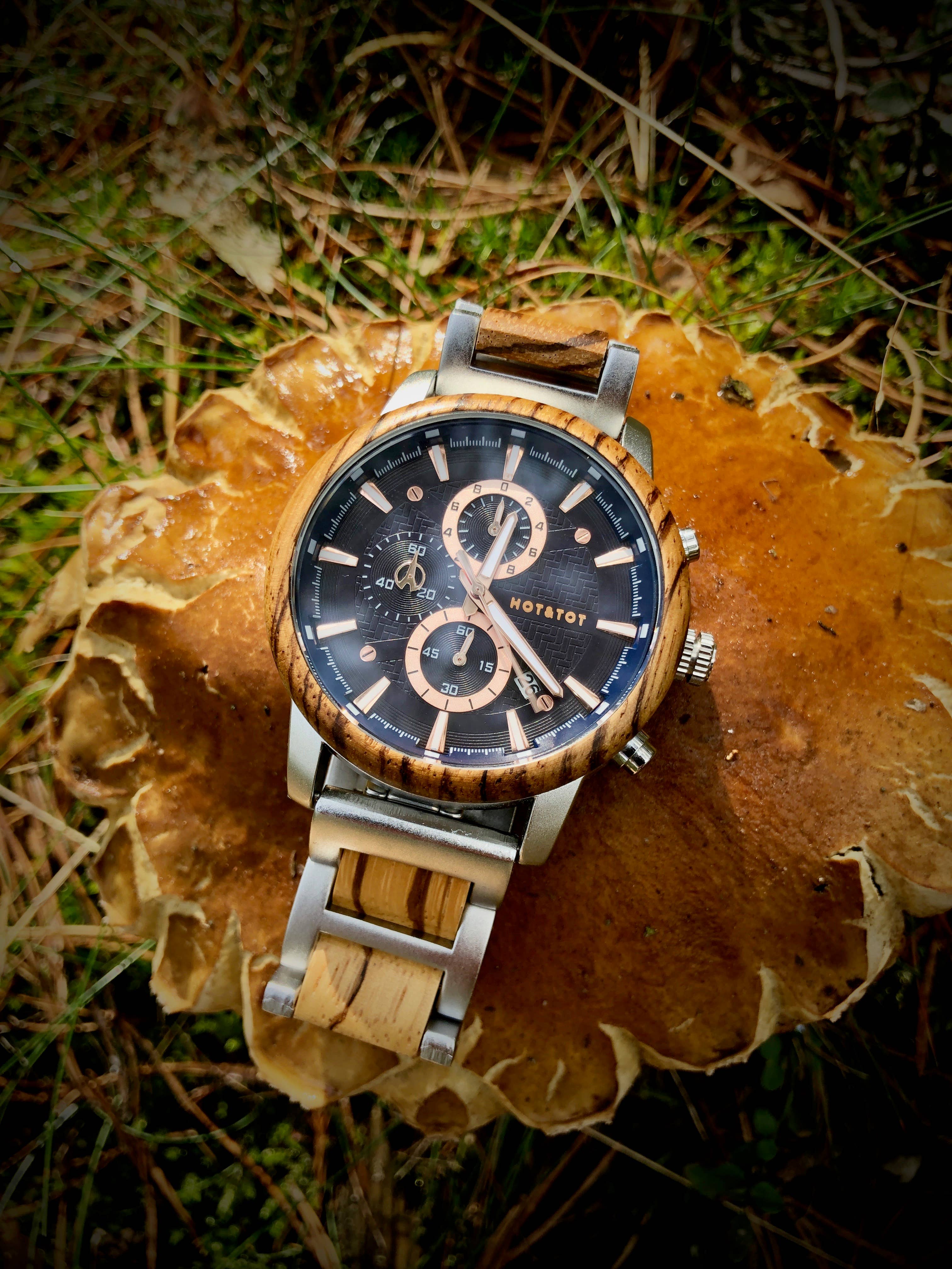 HOT&TOT - Wholesale Wrist Watch - Men's - EMPEROR | Wood watch for men | Chronographs | Rose gold6