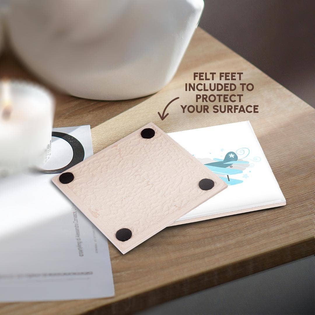 3dRose – Großhandel Untersetzer – 3dRose, Blauer Doppeldecker in den Wolken - Flugzeug, Untersetzer3