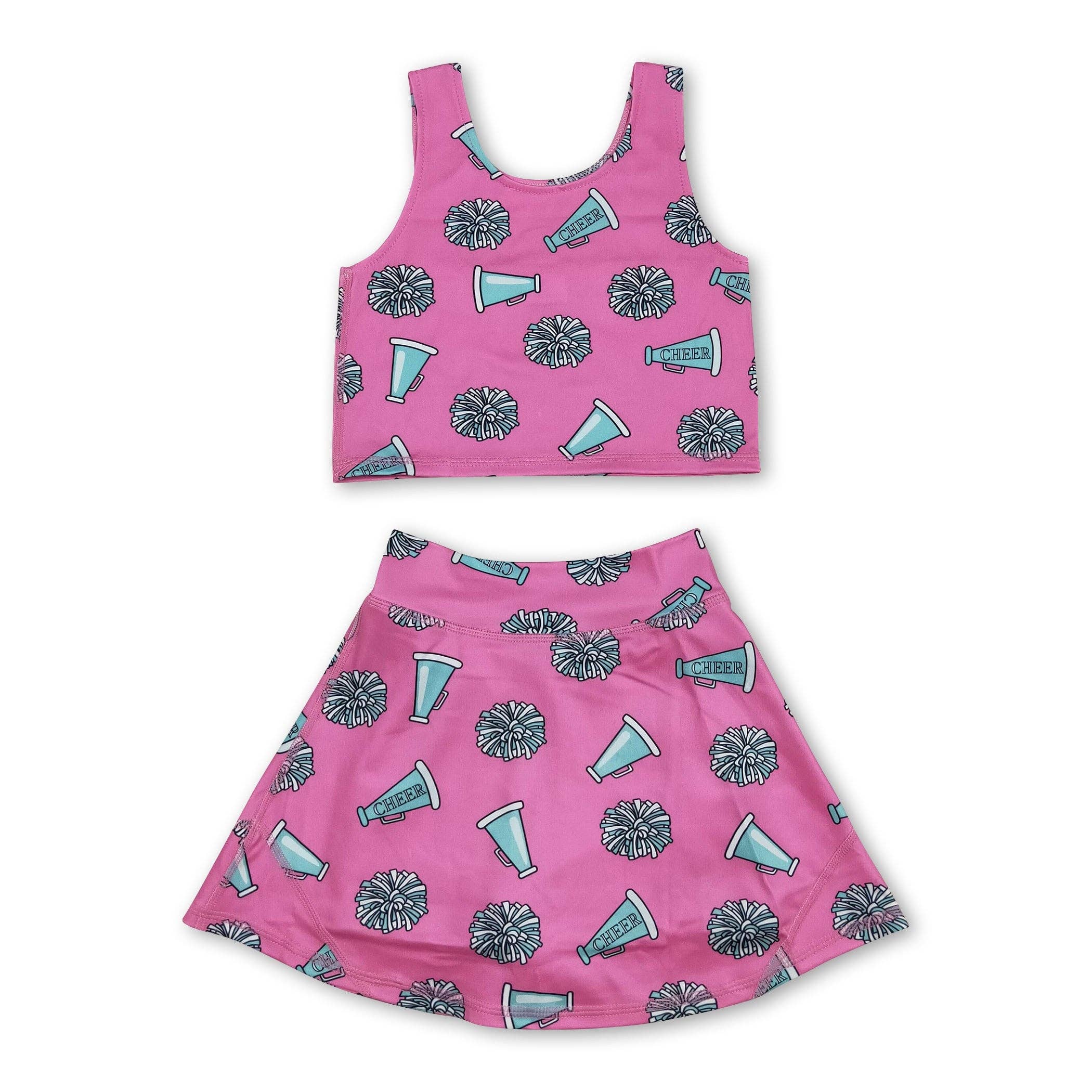 Yawoo Garments - Wholesale Activewear Set - Kids - Pink sleeveless cheer kids girls active wear set0