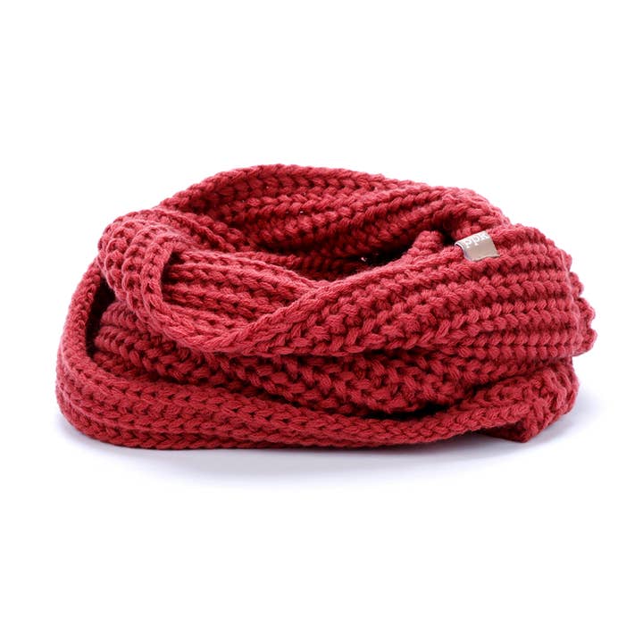 Boys Loop Shape Knitted Scarf - One Size- Auburn for wholesale by Peppercorn Kids