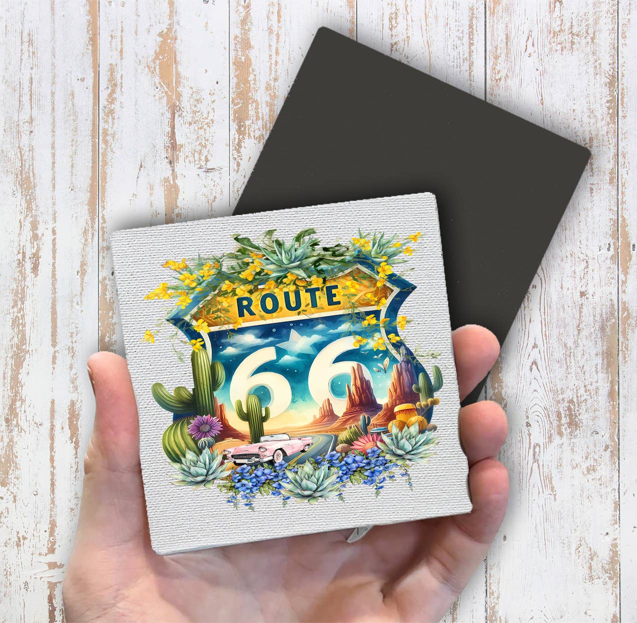 Avery Lane Gifts - Wholesale Magnet - Route 66 Sign Succulents Magnet Fridge