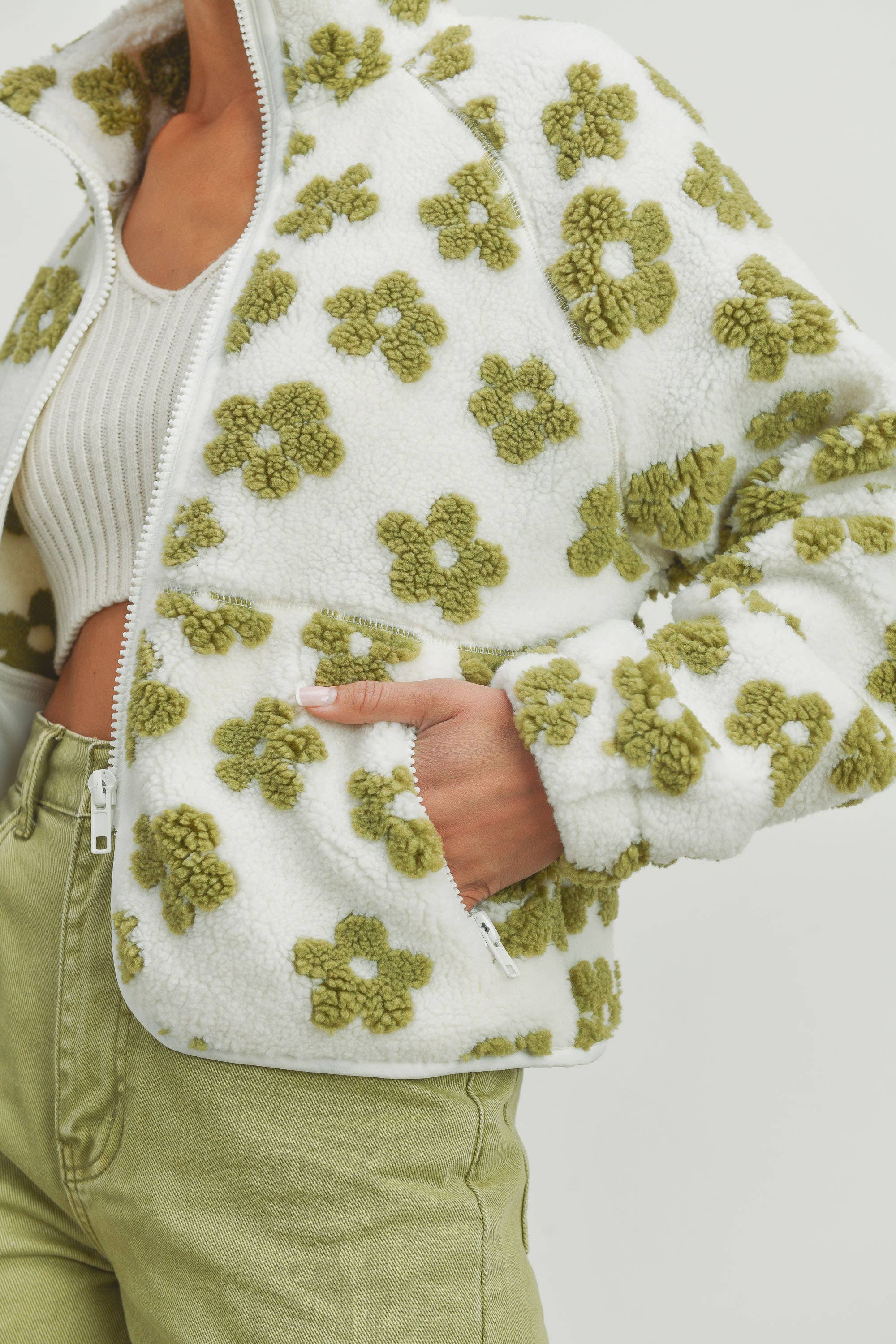 BUTTERMELON - Wholesale Fleece - Women's - Fall Daisy Flower Pattern Fleece Sherpa - BMJ70082