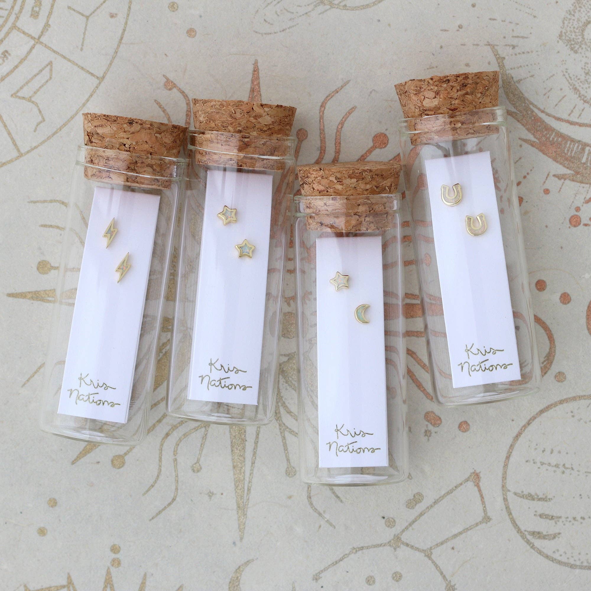 Kris Nations - Wholesale Stud/Post Earrings - Opal Lightning Bolt Stud Earrings2