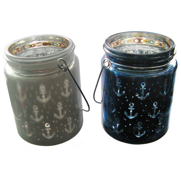 CB Home Collection - Wholesale Decorative Jar - 4.5" Glass Anchor Jar with Handle- 2 Assorted0