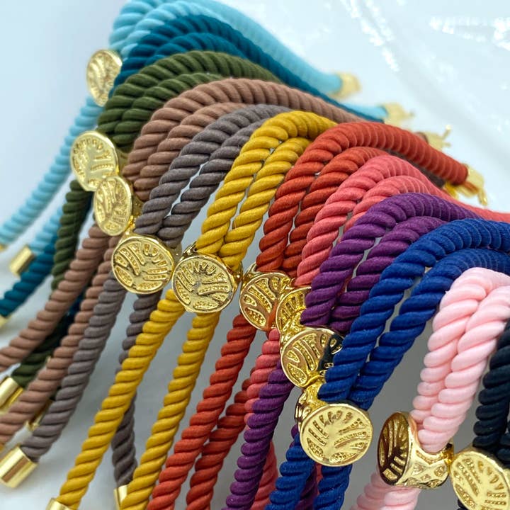 Luxus Accessories - Wholesale DIY Jewelry - Kids - 18k Gold Filled DIY Adjustable Slider Bracelet with Ends Tree of Life Charms, Bracelet Making Nylon Twisted Cord Bracelet6