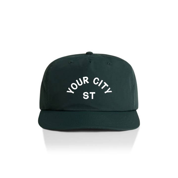 Endless August Supply Co. - Wholesale Flat Brim Cap - Unisex - Custom Arch City Nylon Hat | Name Drop Hat | City Hat10