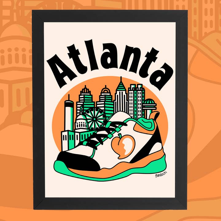 Atlanta City und Sneaker Kunstdruck für den Großhandel von Brianna Gardocki Art