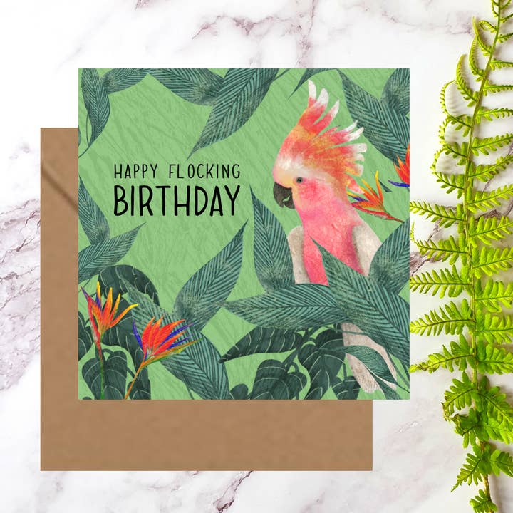 Ilana Ewing Designs - Wholesale Birthday Card - Happy Flocking Birthday Card - Humor Bird Card3