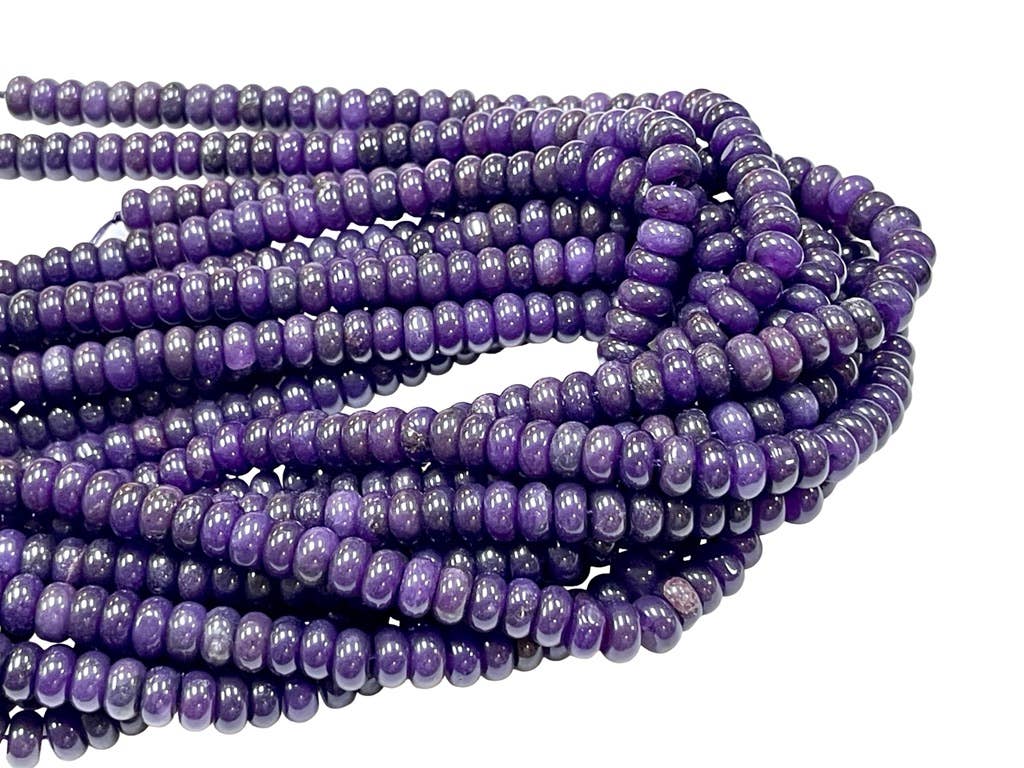 TRIVENI USA INC - Wholesale Beads - 10mm Purple Sugulite Quartz Gemstone Rondelle Beads Strand3
