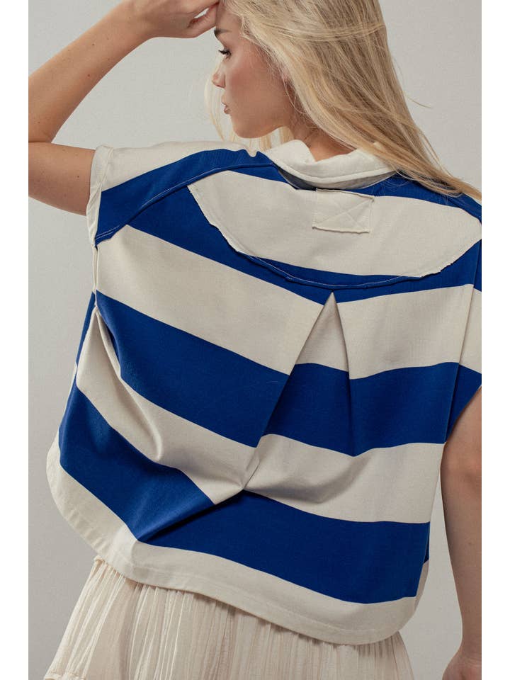 Urban Daizy - Wholesale Polo - Women's - Bold Striped Dolman Sleeve Polo Shirt