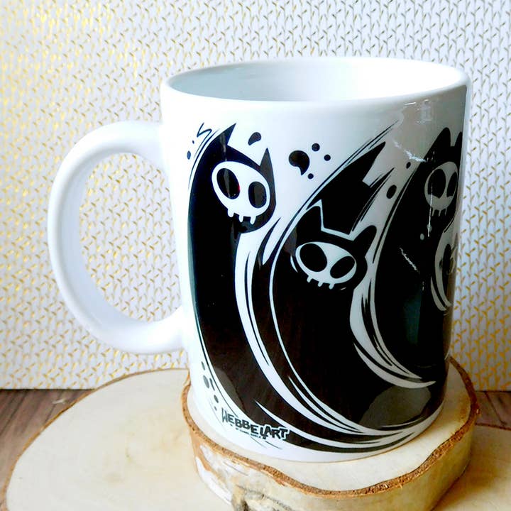 Taza Skully Cat de cerámica para venta al por mayor de Webbelart