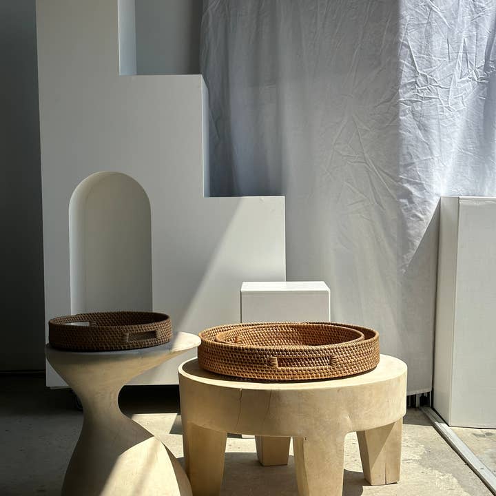 Office Objets - Wholesale Basket - Set of three handcrafted Indonesian wicker baskets in natural rattan (caramel)21