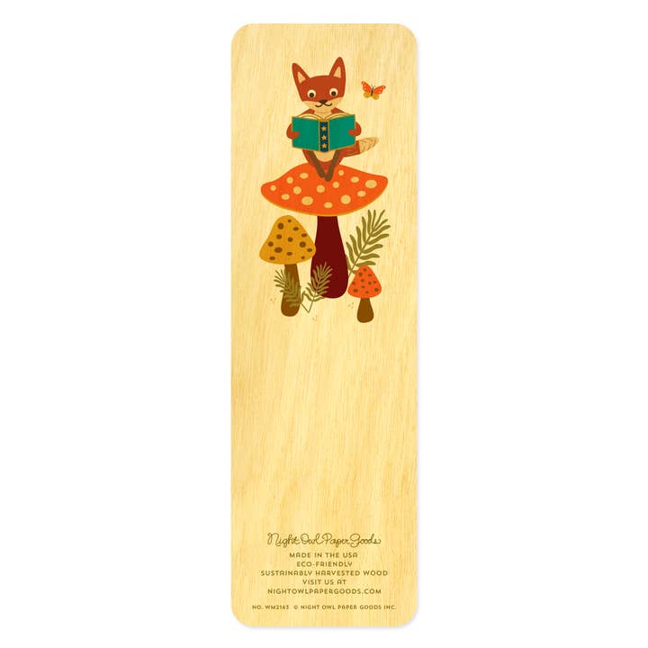 Night Owl Paper Goods - Wholesale Bookmark - Foxy Fables Wood Bookmark