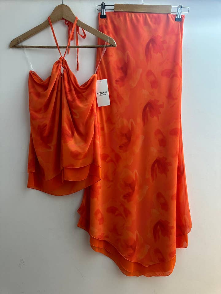 LORIANE - Vendita all'ingrosso Completo top e gonna - Donna - 7139E Completo stampato con top e gonna2