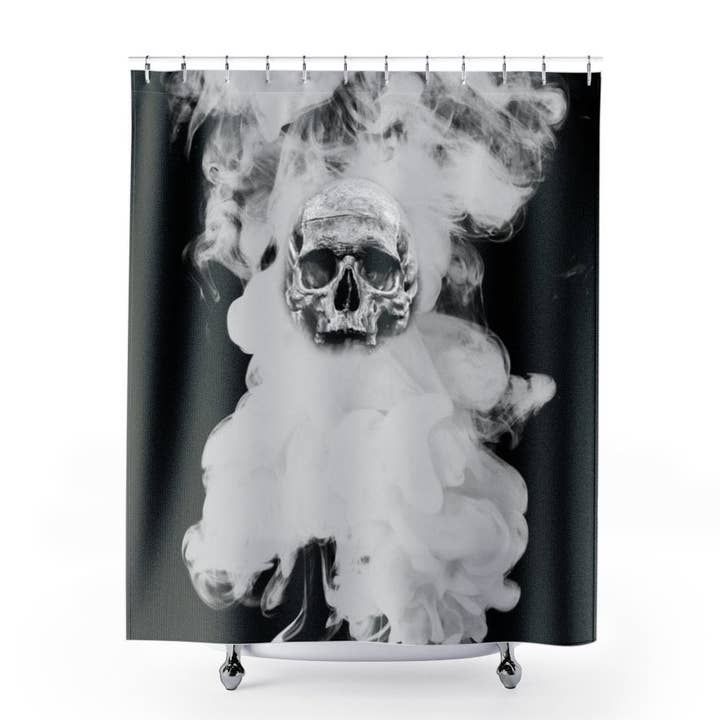 Rideau de douche Skull, Rideau de douche gothique, Décoration de salle de bain, Rideau de douche boho, Rideau de douche unique pour la vente par Ambiguous Designs