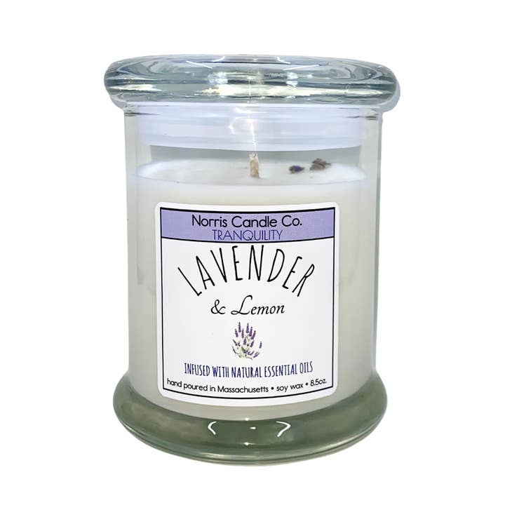 Lavender & Lemon soy candle for wholesale by Norris Candle Co.