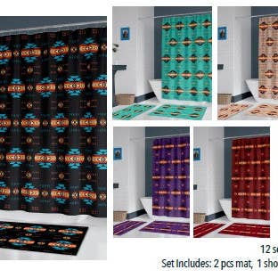 16112 Design 15 pcs Bath Mat and Shower Curtain Set for wholesale by Silicon Valley Textiles, Inc