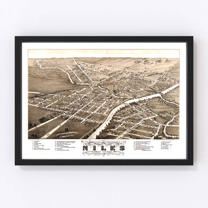 Vintage Map of Niles, Ohio 1882 for wholesale by Ted's Vintage Art