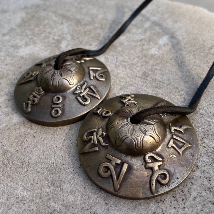 Lungta Imports - Wholesale Musical Instrument - Tibetan Buddhist Meditation Om Mani Padme Hum Tingsha Cymbal4