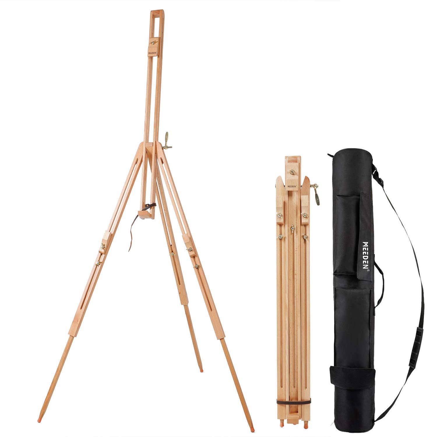 Pintar Art Supply – wholesale Easel – MEEDEN Tripod Field Painting Easel with Carrying Case - Solid Beech Wood Universal Tripod Easel Portable Painting Artist Easel, Perfect for Painters Students, Landscape Artists, Hold Canvas up to 442