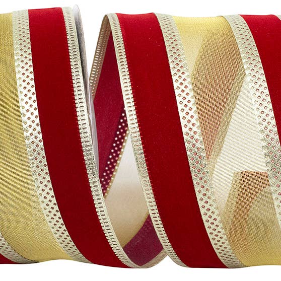 Spirit Holiday Overlay Wired Edge, Scarlet, 2-1/2 In for wholesale by RELIANT RIBBON
