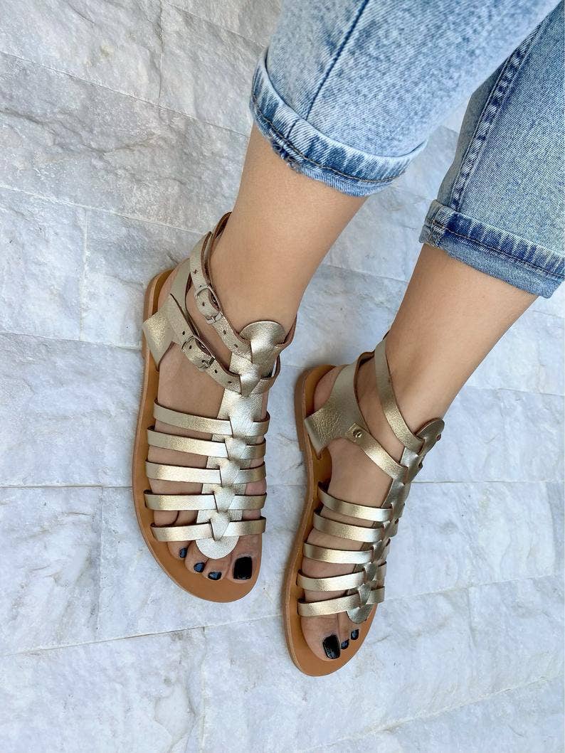 Christina Christi - Wholesale Sandals - Women's - Gladiator Leather Sandals, Gold Sandals, Greek Sandals3