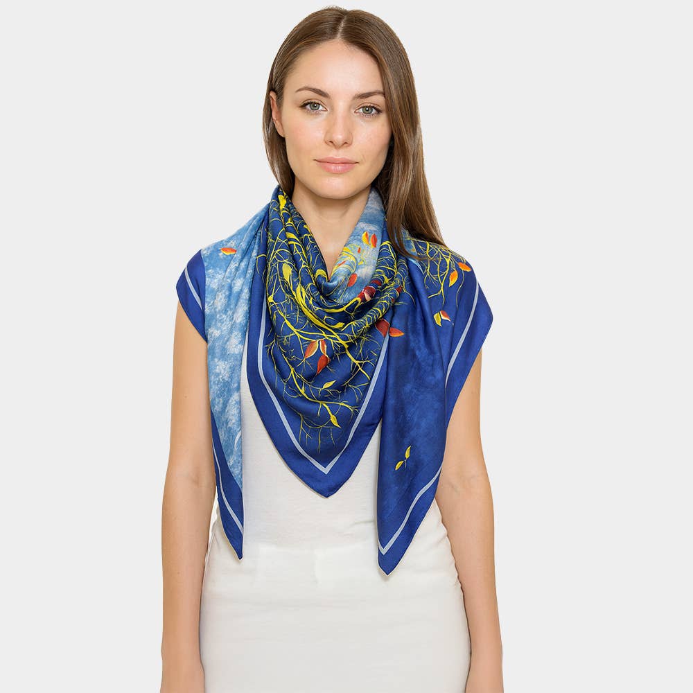 Sensibling Corp. - Venta al por mayor Bufanda - Mujer - Pañuelo Cuadrado Grande de Seda Elegante con Motivos Botánicos1