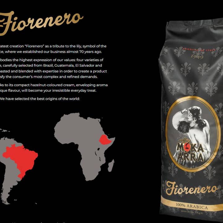 Metina SAS - Wholesale Instant Coffee/Espresso - Moka Arra Caffe Fiornero 100% Arabica beans 3000 grams1