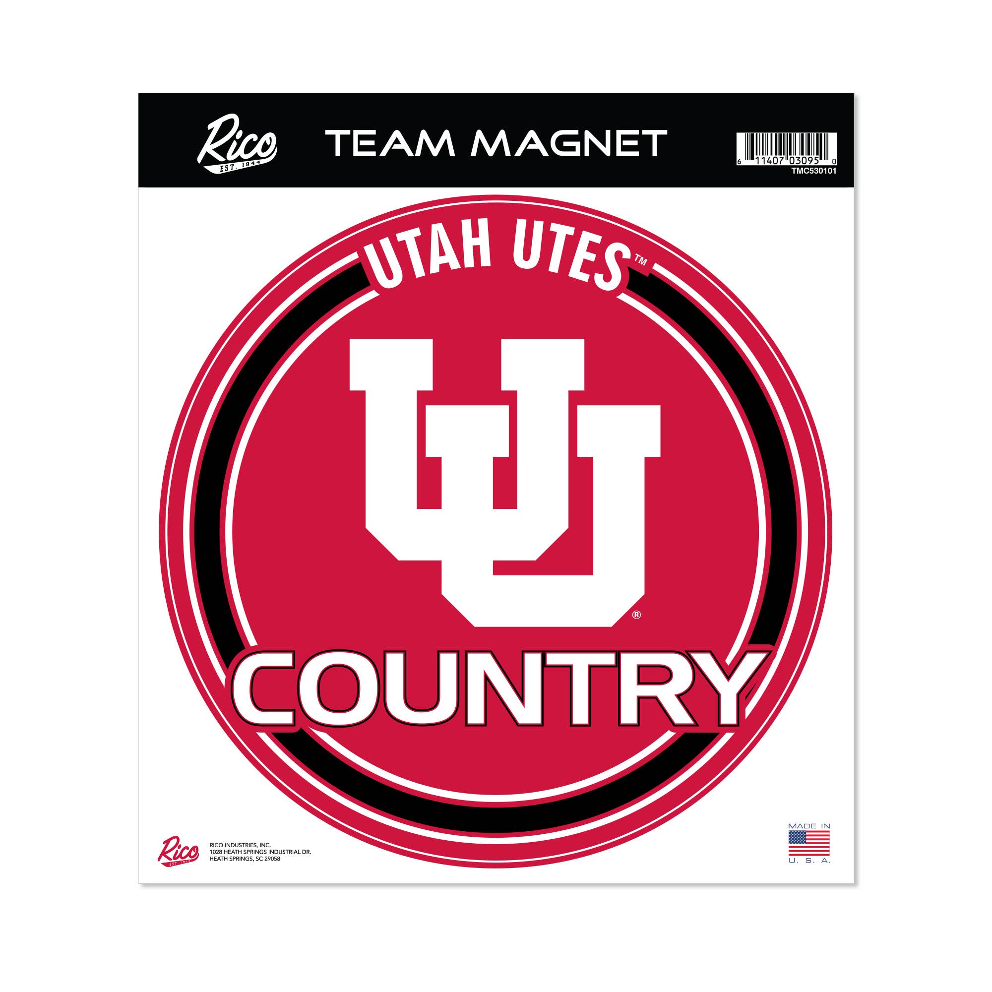Rico Industries - Wholesale Magnet - NCAA  Utah Utes Standard 8" Round Magnet0