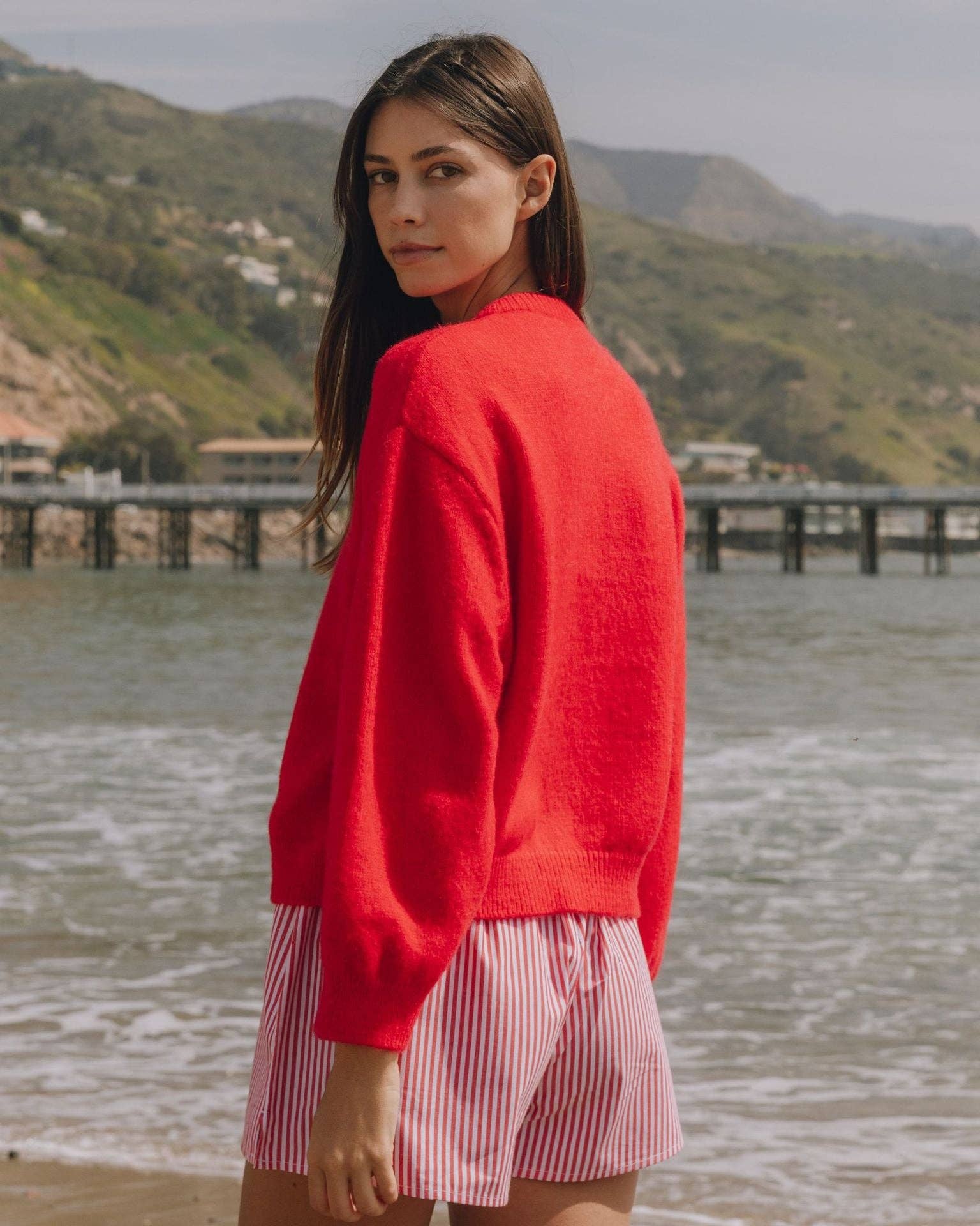 Dipped Shop - Venta al por mayor Cárdigan - Mujer - Cárdigan holgado con cuello redondo de color liso DPT14244