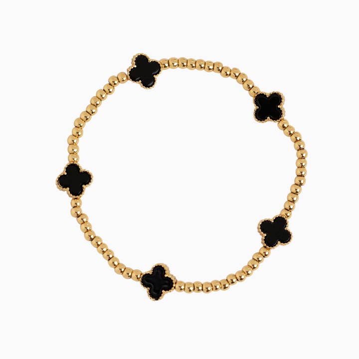 Sessori - Wholesale Jewelry Set - MOP Clover Stretch Beaded Bracelets, Set of 35