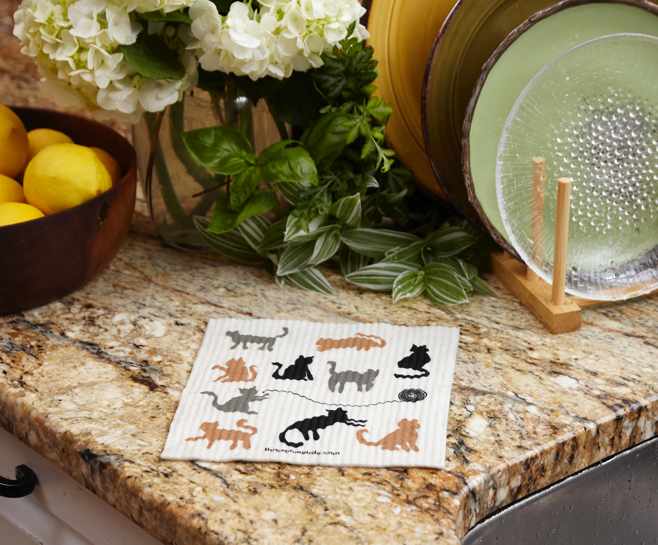 Three Bluebirds Swedish Dishcloths - Wholesale Dishcloth - Cats Swedish Dishcloth1