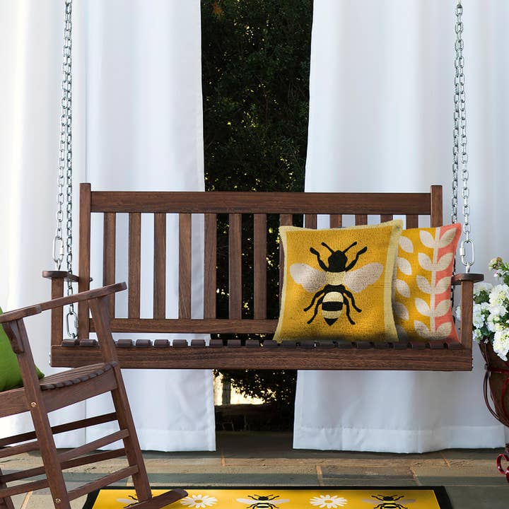 Slatted Wood Porch Swing - Natural Stain for wholesale on Faire