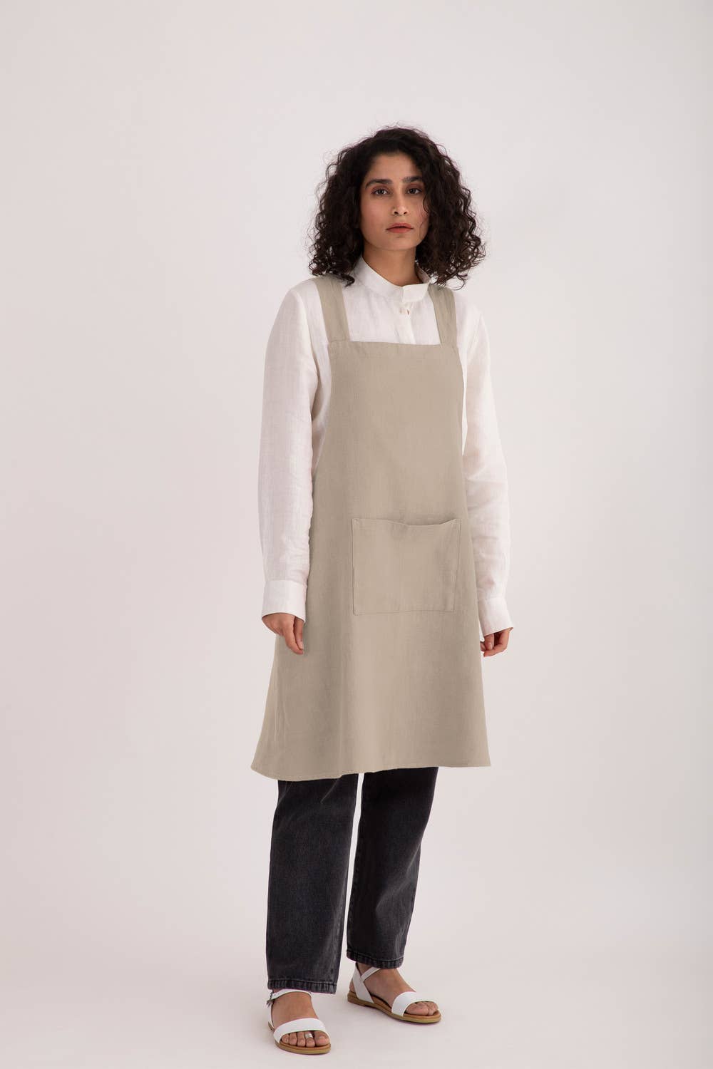 Live Linen - Wholesale Apron - Natural Solid Linen Cross Back Apron – Stylish Utility8