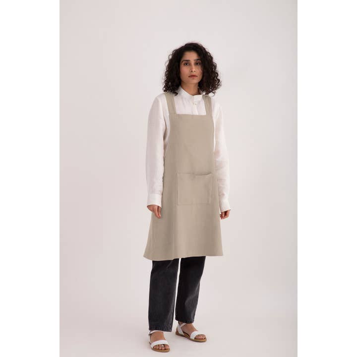Live Linen - Wholesale Apron - Natural Solid Linen Cross Back Apron – Stylish Utility8