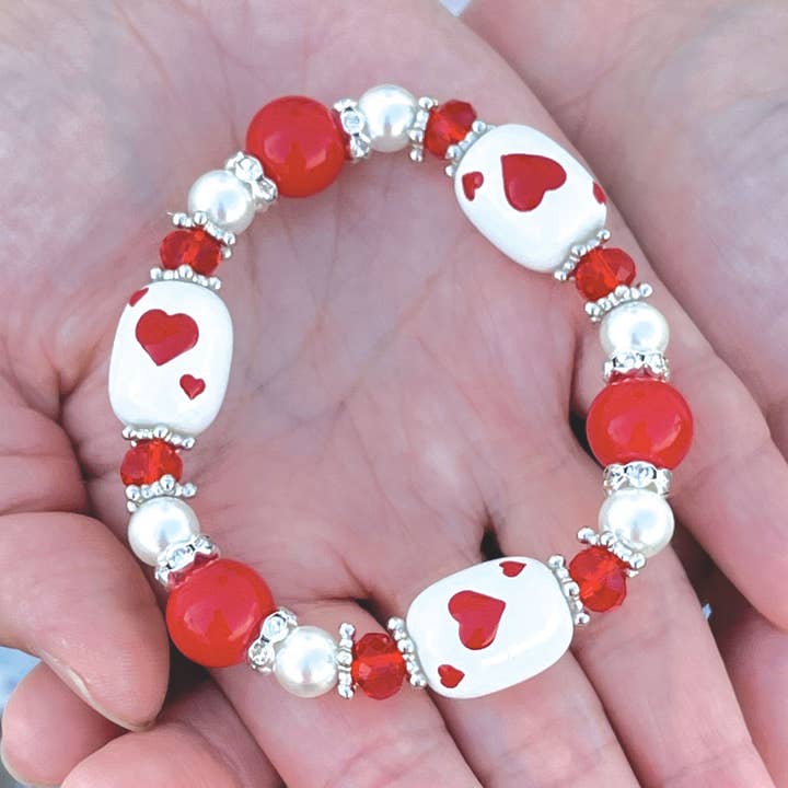 Poker Spade Heart Beaded Armband Örhängen, Casino Smycken för wholesale av Fiona Accessories