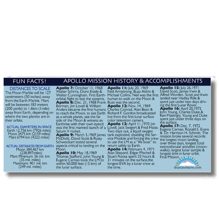 Shasta Visions - Wholesale Decorative Tabletop Object - Apollo 50th Anniversary Edition of Earth, Moon & Mars3