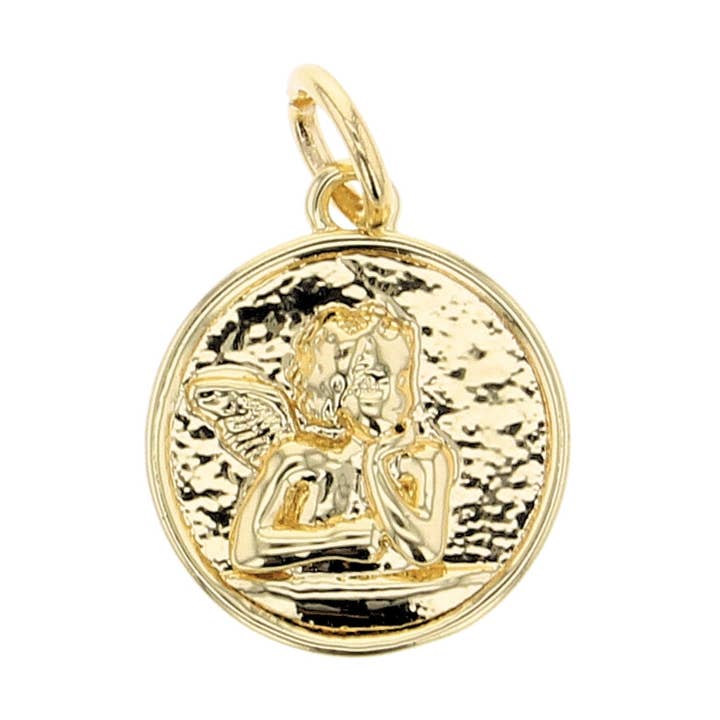 Englemedaljon-charme for engroshandel hos Lotus Jewelry Studio